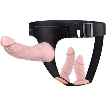 Strap-on Dildo 3 Removeable Silicone Dildos,Hollow Strap-on Set Dildo Pants,SM Sex Toys for Men and Women, Female Massage Masturbation Toys Strap on Harness Dildos for Women & Lesbian Couples