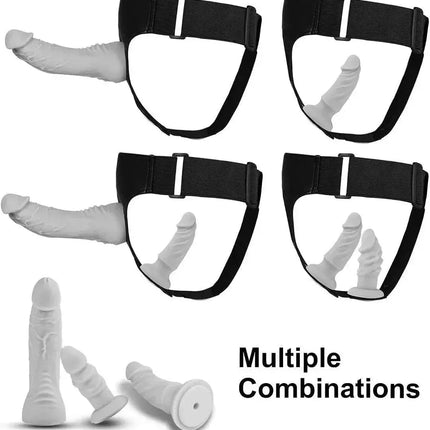 Strap-on Dildo 3 Removeable Silicone Dildos,Hollow Strap-on Set Dildo Pants,SM Sex Toys for Men and Women, Female Massage Masturbation Toys Strap on Harness Dildos for Women & Lesbian Couples