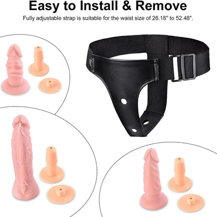 Strap-on Dildo 3 Removeable Silicone Dildos,Hollow Strap-on Set Dildo Pants,SM Sex Toys for Men and Women, Female Massage Masturbation Toys Strap on Harness Dildos for Women & Lesbian Couples