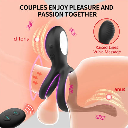 Wireless Remote Control Vibration Penis Ring & Clit Stimulator - SIKXTOA