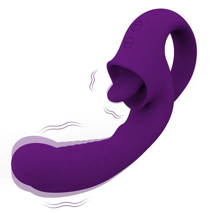 2 in 1Nipple Clitoral Stimulator Clitoral 10 Licking & Vibrating G Spot Vibrator Rechargeable Strapless Strap-On Realistic Dildo Vibrator