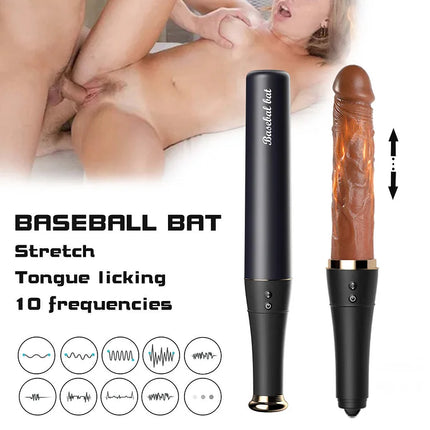 Baseball Bat Modeling Realistic Thrusting Heating Dildo Anal Plug