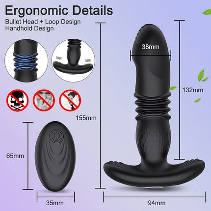 Prostate Thrusting Vibration Butt Plug with Remote Control