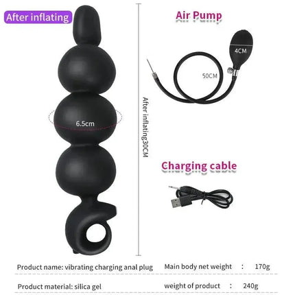 Manual Inflatable & Vibrating Anal Beads