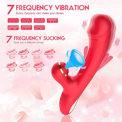 Vibrator with 7 Frequency Vibrations, Clamping, Sucking, Female Teasing Masturbation Device