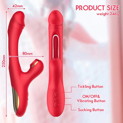 Vibrator with 7 Frequency Vibrations, Clamping, Sucking, Female Teasing Masturbation Device