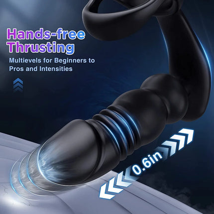 2-in-1 Telescopic Vibrating Prostate Massager With Penis Rings