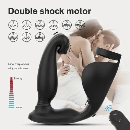 Versatile Vibrating Remote Control Cock Ring Butt Plug Prostate Massager - SIKXTOA