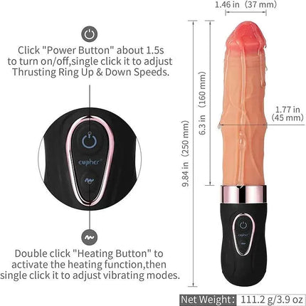 6 Thrusting & 9 Strong Vibrations Heating Vibrating Dildo Machine for G-Spot Anal Vaginal Stimulation Adult Sex Toy for Women