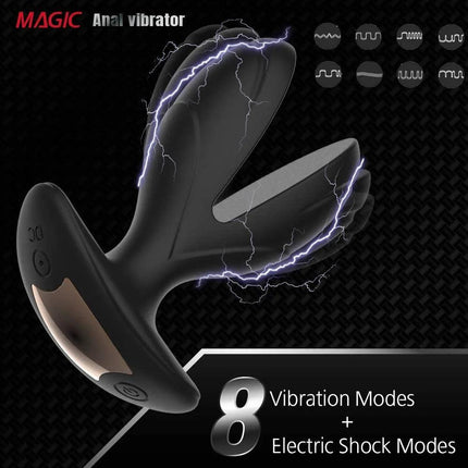 Vibrating Anal Plug with Electric Shock Pulse Vibrator, Anal Vibrator Prostate Massager for Men with Remote Control