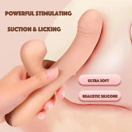 Thrusting Dildo & Licking Sucking Kiss Vibrator