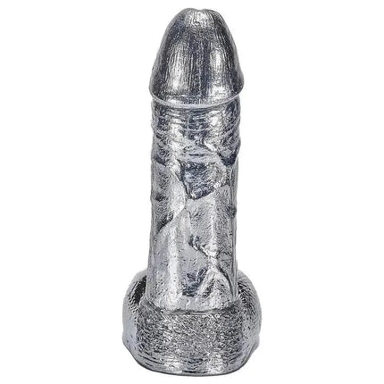 6.8-Inch Alloy Silver Pussy Anus Stimulation Dildo