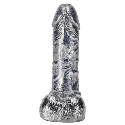 6.8-Inch Alloy Silver Pussy Anus Stimulation Dildo