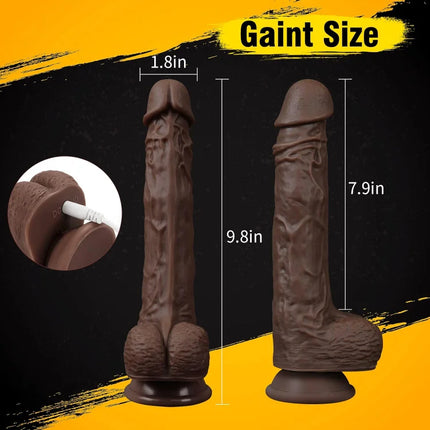 Realistic Black Telescopic Rotating and Heating Penis for Anal Clitoral G Spot Stimulation Big Silicone Vibrator Dildo