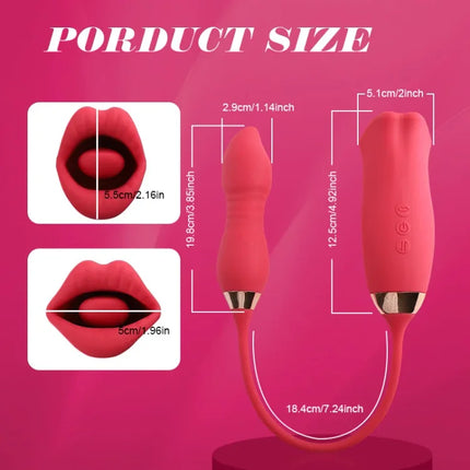 9 Vibration Modes and 7 French Kissing 3-in-1 Bitting & Thrusting Vibrator