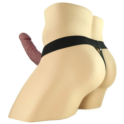 Vibrating 9 Inch Hollow Strap-On In Brown