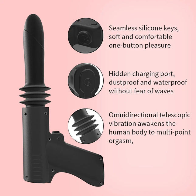 Thrusting Vibrator for G Spot Anal Vagina Gun Shaped Sex Toy