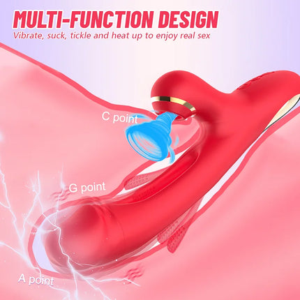 Vibrator with 7 Frequency Vibrations, Clamping, Sucking, Female Teasing Masturbation Device