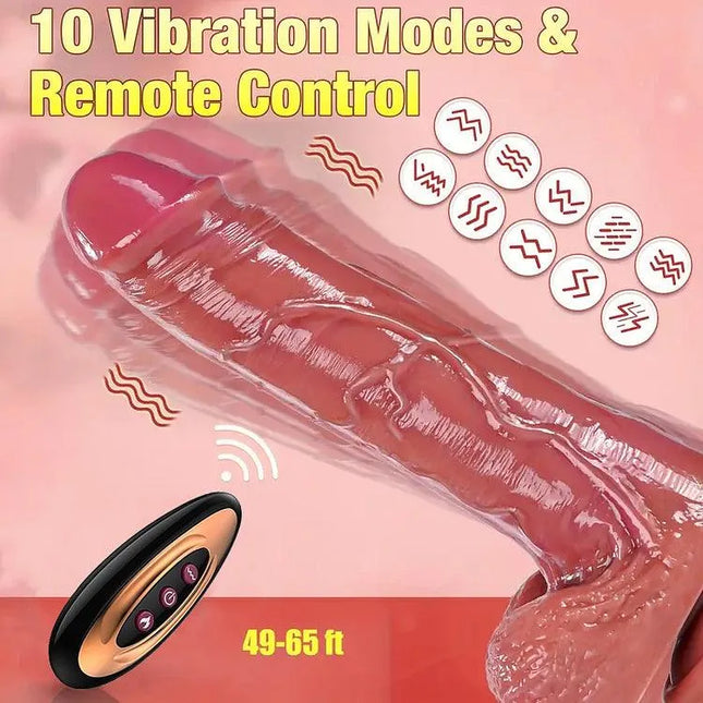 Automatic 3 Thrusting Actions & 10 Vibration Modes Rotating Remote Control Realistic Dildo