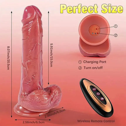 Automatic 3 Thrusting Actions & 10 Vibration Modes Rotating Remote Control Realistic Dildo