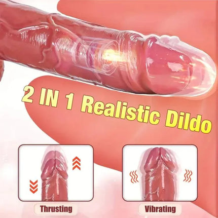 Automatic 3 Thrusting Actions & 10 Vibration Modes Rotating Remote Control Realistic Dildo