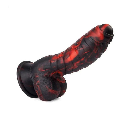 7-Inch Flaming Ribbed Studded Silicone Dildo