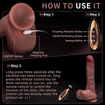 Realistic Thrusting 5 Thrusting & Vibrating Modes G Spot Dildo Vibrator with Strong Suction Cup