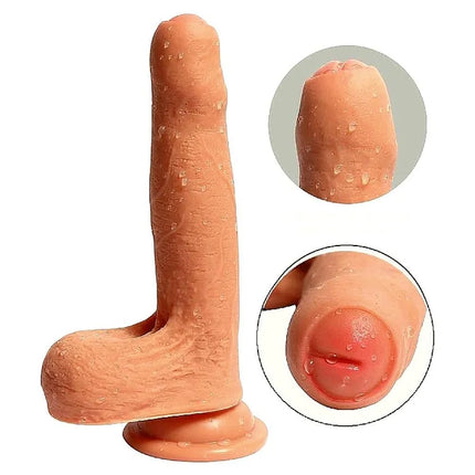 UNCIRCUMCISED 7 INCH WITH TESTICLES AND SUCTION CUP