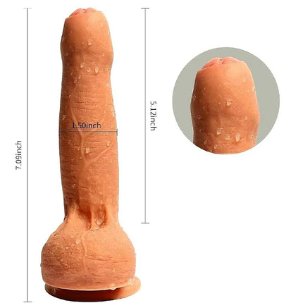 UNCIRCUMCISED 7 INCH WITH TESTICLES AND SUCTION CUP