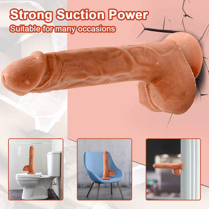 Thrusting and Vibrating Dildo 7 Frequencies with Suction Stand F3