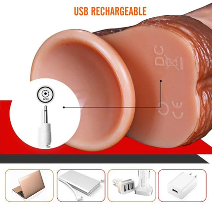 8.6 Inch Lifelike Vibrating Dildo for G-Spot and Anal Stimulation