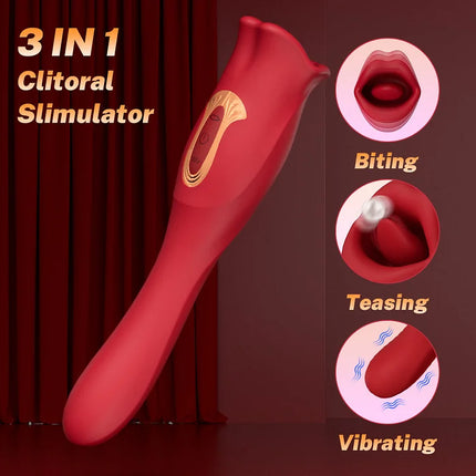 Biting Mouth Tongue Vibrator Clit & G-spot Stimulator