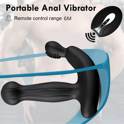 Prostate Massage Vibrator Remote Control Anal Toy with Rotating Beads