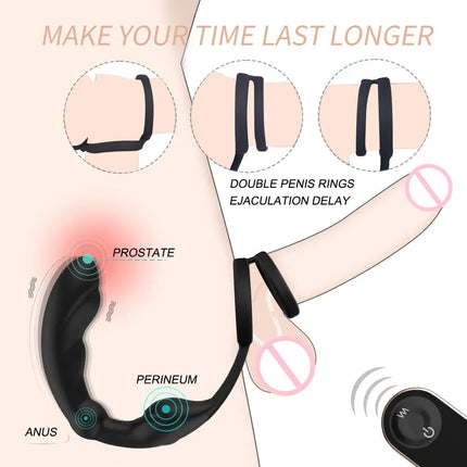 Anal Plug Vibrator Prostate Massager Masturbators With Double Ring