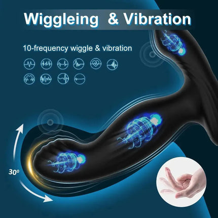 Heating Wiggling Vibration Prostate Massager With Double Rings