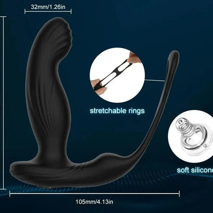 Heating Wiggling Vibration Prostate Massager With Double Rings