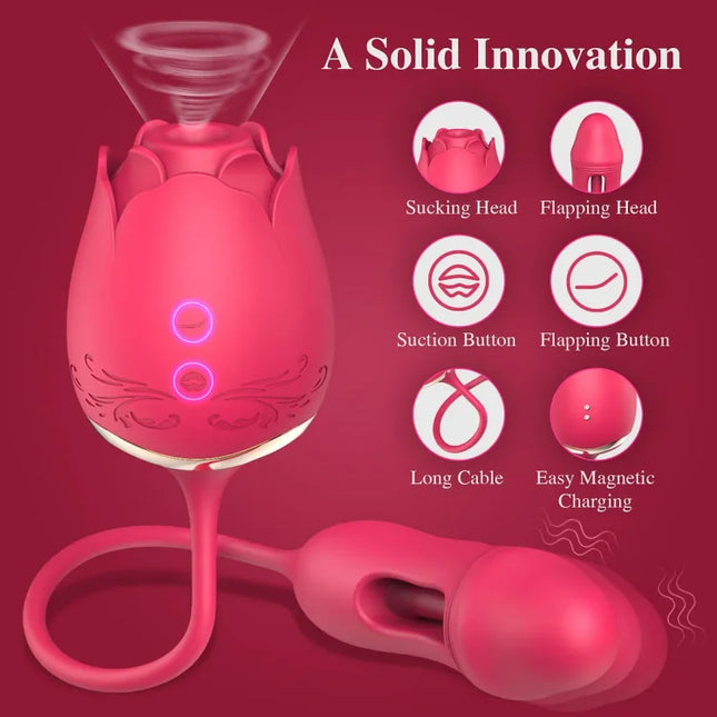 3-in-1 Rose Clitoral Stimulator with Flapping Vibrations