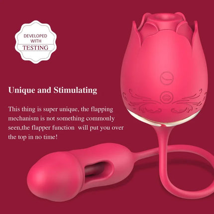 3-in-1 Rose Clitoral Stimulator with Flapping Vibrations