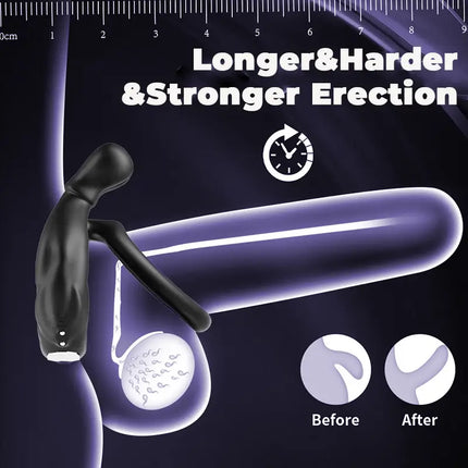 Vibrating Dual Penis Rings & Clit Stimulator For Couple