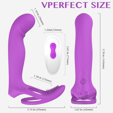 Remote Control Vibrating Strap on with Penis Rings for Couples