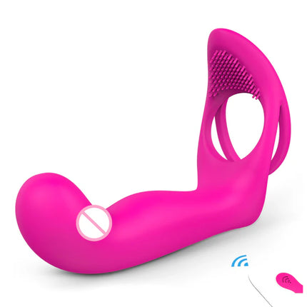 Remote Control Vibrating Strap on with Penis Rings for Couples