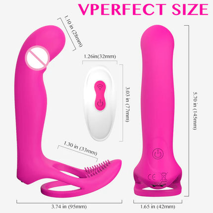 Remote Control Vibrating Strap on with Penis Rings for Couples