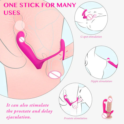 Remote Control Vibrating Strap on with Penis Rings for Couples