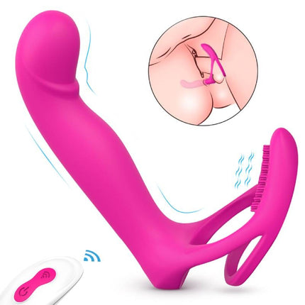 Remote Control Vibrating Strap on with Penis Rings for Couples